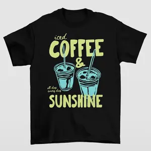 Iced Coffee and Sunshine Shirt, Iced Coffee TShirt, Coffee Lover Gift, Summer Graphic Tee, Summer Vibes Shirt, Coffee Shirt