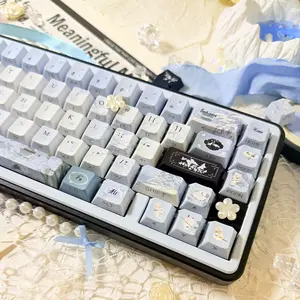 New Snow Theme Backlit Keycaps, Cherry High Profile Design, Dual Color Injection Pbt Material, Heat Sublimation Technology, Mechanical Keyboard Keys