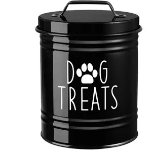 Airtight Dog Snack Container with Lid, 6 Inch High Round Pet Food Storage Jar, Kitchen Counter Use for Dogs Cats Small Animals