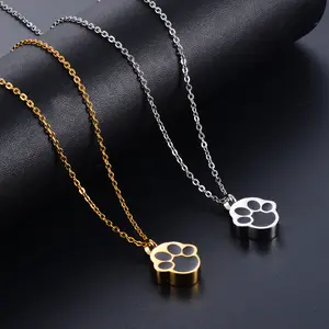 Custom Paw Print Ashes Urn Pendant Necklace for Women Men Stainless Steel Memorial Dog Cat Pet Keepsake Jewelry