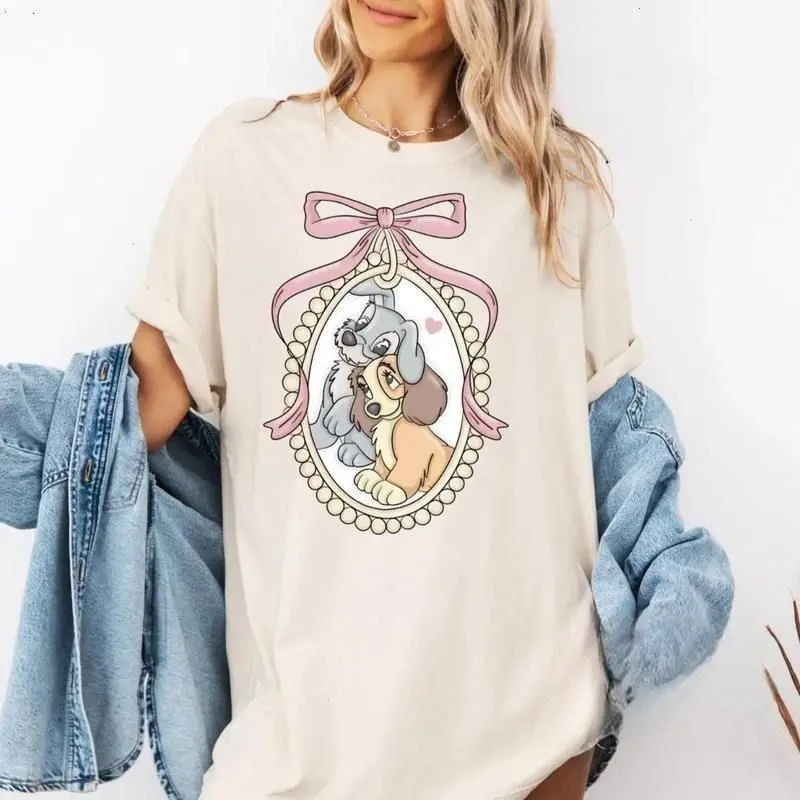 Lady And Tram Lover Shirt, Valentine Love Heart Tee, Romantic Dog Couple Valentine's Day T-shirt, Family Matching