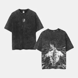 Eren Attack Titan cotton wash T-shirt Stylish Cotton ,Premium Cotton,Cosplay Short-Sleeved Novel Comfortable Unisex Clothing