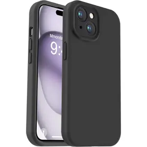 Compatible with iPhone 15 Case, Upgrade Defender Liquid Silicone, [Enhanced Camera Protection] [Soft Anti-Scratch Microfiber Lining] Shockproof Phone Case for iPhone 15 6.1 inch - Black