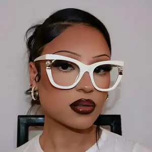 Women's Large Eyeglass Frames - Anti-Blue Light Glasses, Elegant Full-Rim structure, Non-Prescription Glasses for Everyday & Formal Events, Compatible with Smartphone & Computer Screens, Screen Time Eyewear, Stylish Frames, Embellished Desi