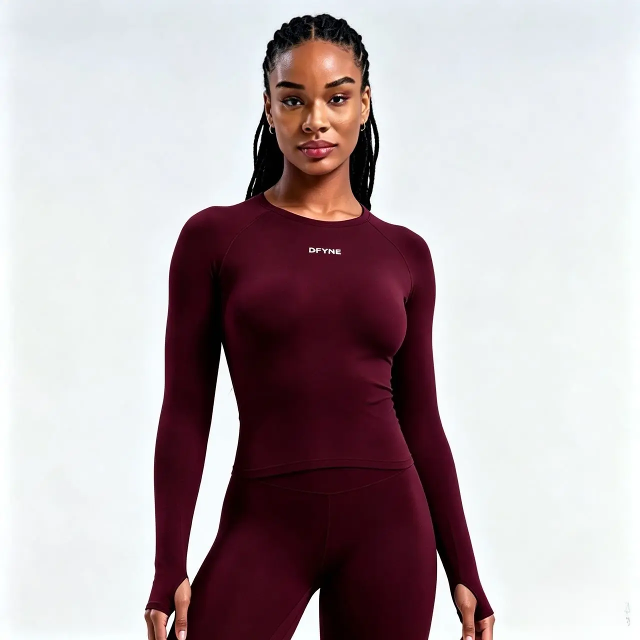DFYNE Seamless Long Sleeve Workout Top – Thumb Hole Compression Gym Shirt for Women