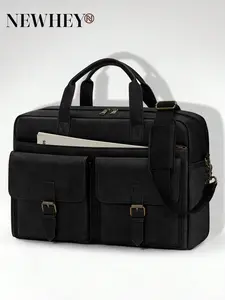 Men's Messenger Bag 16 Inch Leather Laptop Case, Vintage Satchel Shoulder Bag for Work, Office, Business, Travel