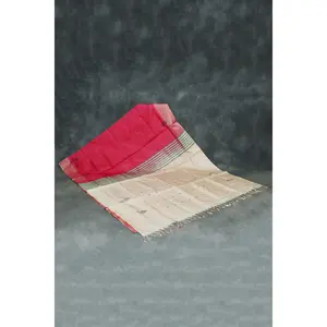 Beige Vaazhai Naar (Banana Pith) Saree with Small Butta - Borderless Traditional