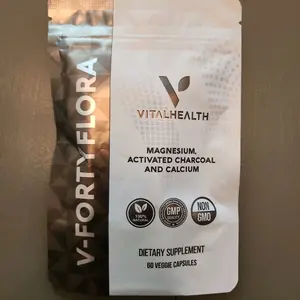 VitalHealth V-FortyFlora Edible Supplement - Gut & Immune Balance Capsules with Magnesium Activated Charcoal & Calcium - Non-GMO Good Manufacturing Practice Certified Dietary Supplement Healthcare Bathroom Vitamin