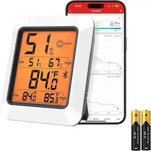 Hygrometer Thermometer for House,  Room Indoor Greenhouse Thermometer  Up to 260FT, Backlit Humidity Meter Temperature Sensor with 2-Year Data Export(Previously )