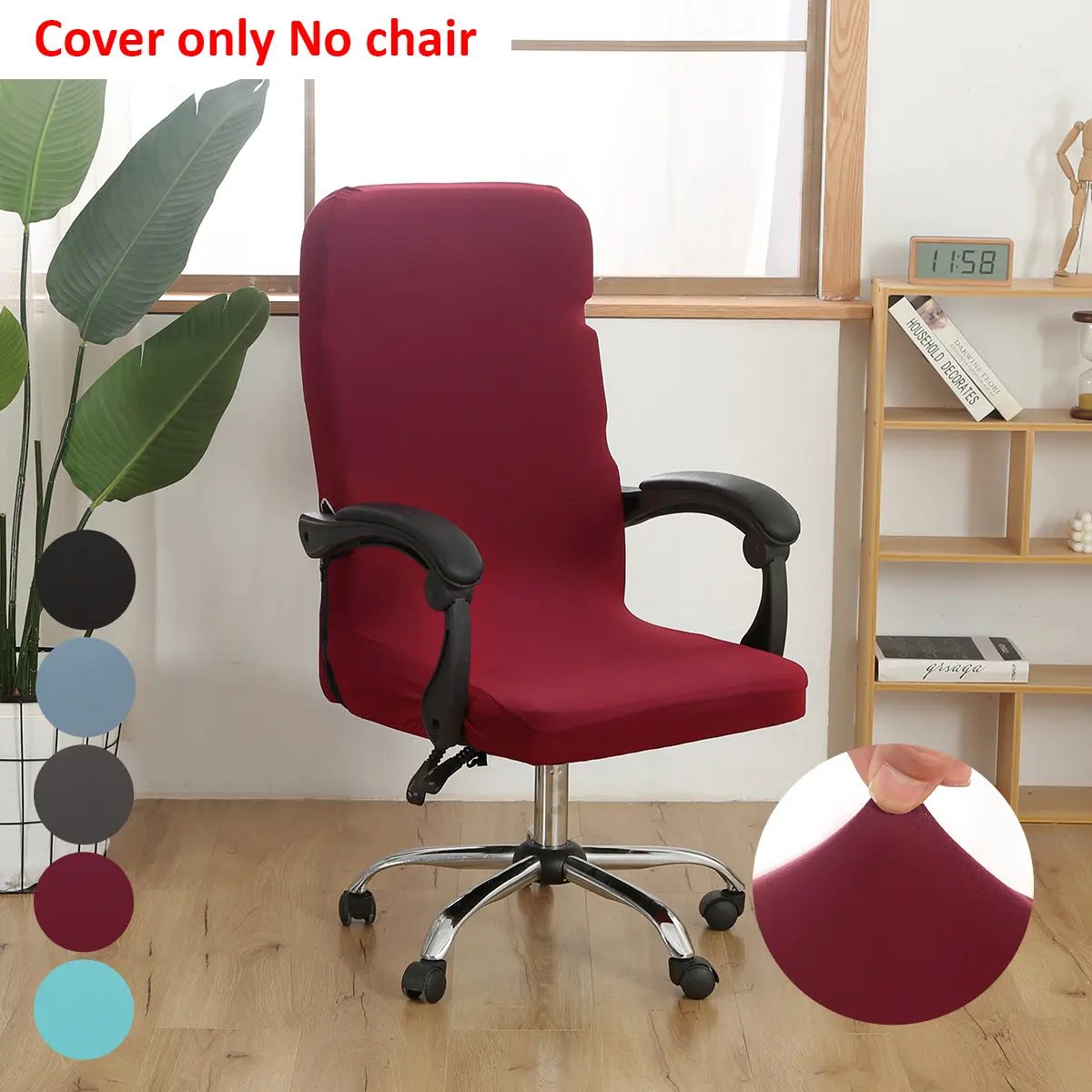 Soft Polyester Chair Cover with Zipper, Detachable Washable Dustproof Rotating Chair Protector, Suitable for Office Home Hotel, Removable Washable Slipcover, Chair Slipcovers Protector, Universal Chair Cover