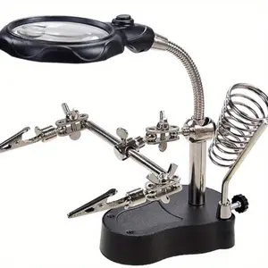 Magnifying Soldering Iron Stand, Soldering Iron Stand with LED Light, Hand Clip LED Lens Magnifier, Car Repair Tool, Assembly & Disassembly Tools