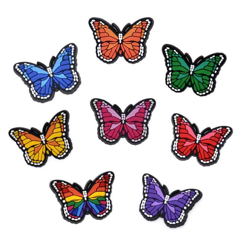 Colorful Butterfly Croc Shoe Charms Decoration for Kids Boys Girls Women Men PVC Wristband Sandals Clog Accessories Party Favor with Dragon and Character Designs