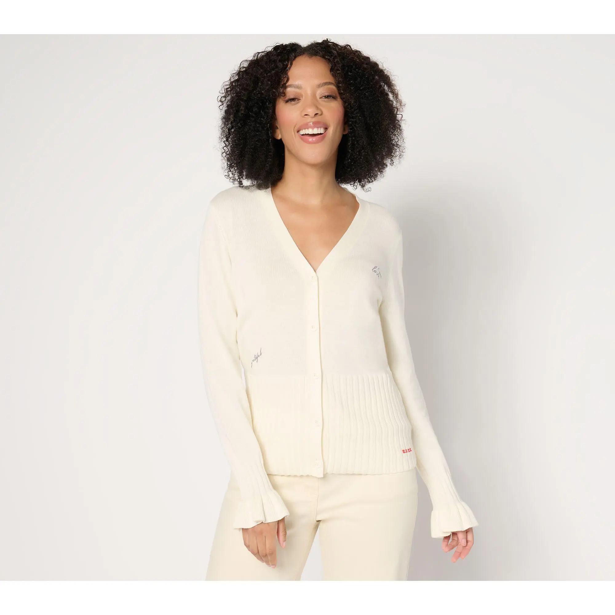 Peace Love World Black Label Ruffle Cuff Cardigan