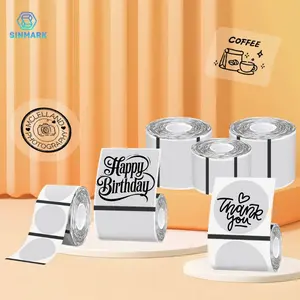 Sinmark Two Roll Thermal Transparent Labels, Round & Square Self-Adhesive Stickers, Compatible with Sk20/sk35, Home Office Use