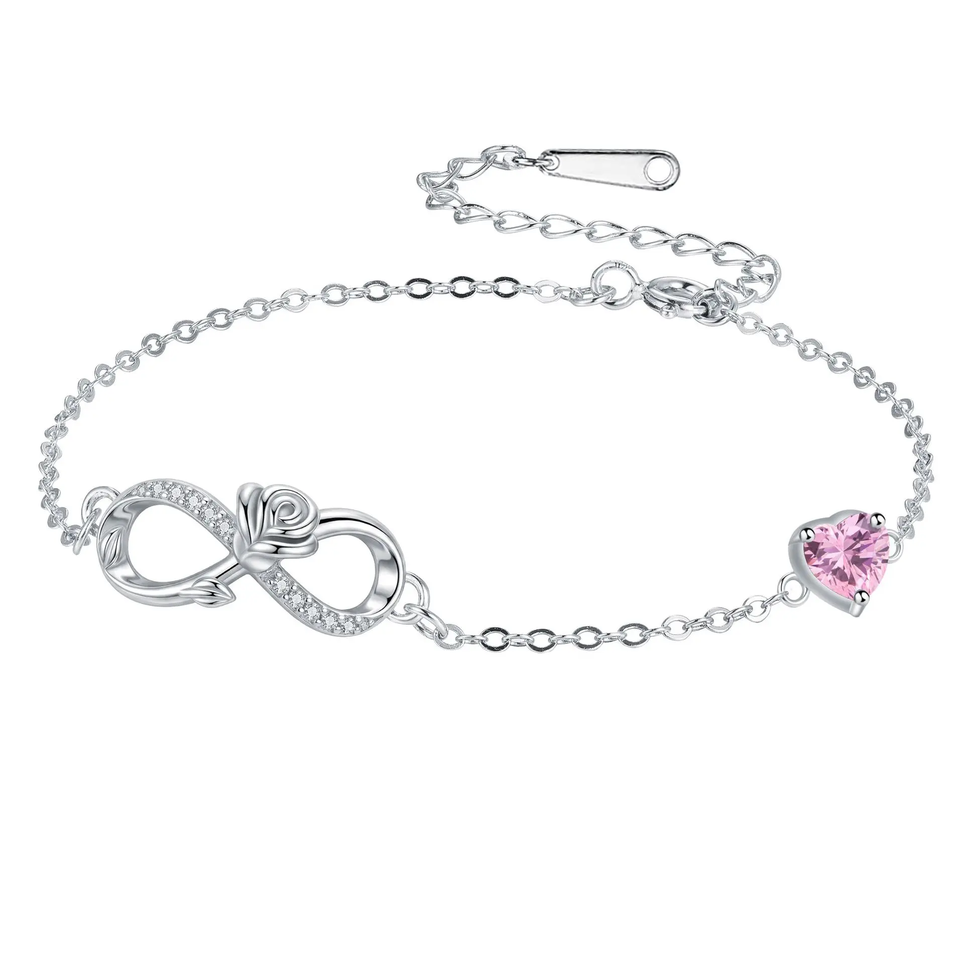 Infinity Birthstone Bracelet for Women | Stainless Steel Adjustable Heart Charm Bracelet | Personalized Birth Month Jewelry