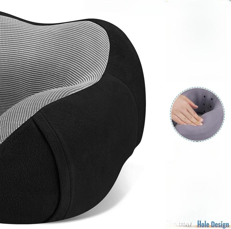 2 Pack Travel Pillow Premium Memory Foam, Comfortable & Supportive Neck Pillow, Neck Pillows for Sleeping Travel, Airplane Pillow for Sleeping Airplane, Car, Office and Home（Black & Black）