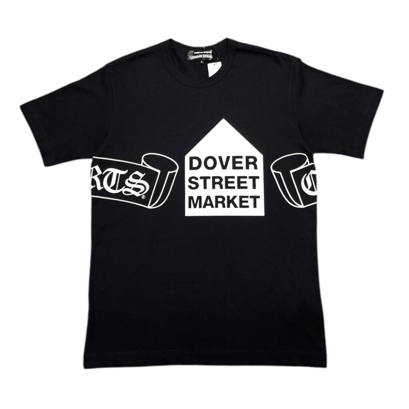 Chrome Hearts x Comme Des Garcons Dover Street Market Ginza Exclusive Scroll Logo Short Sleeve Tee Shirt Black White