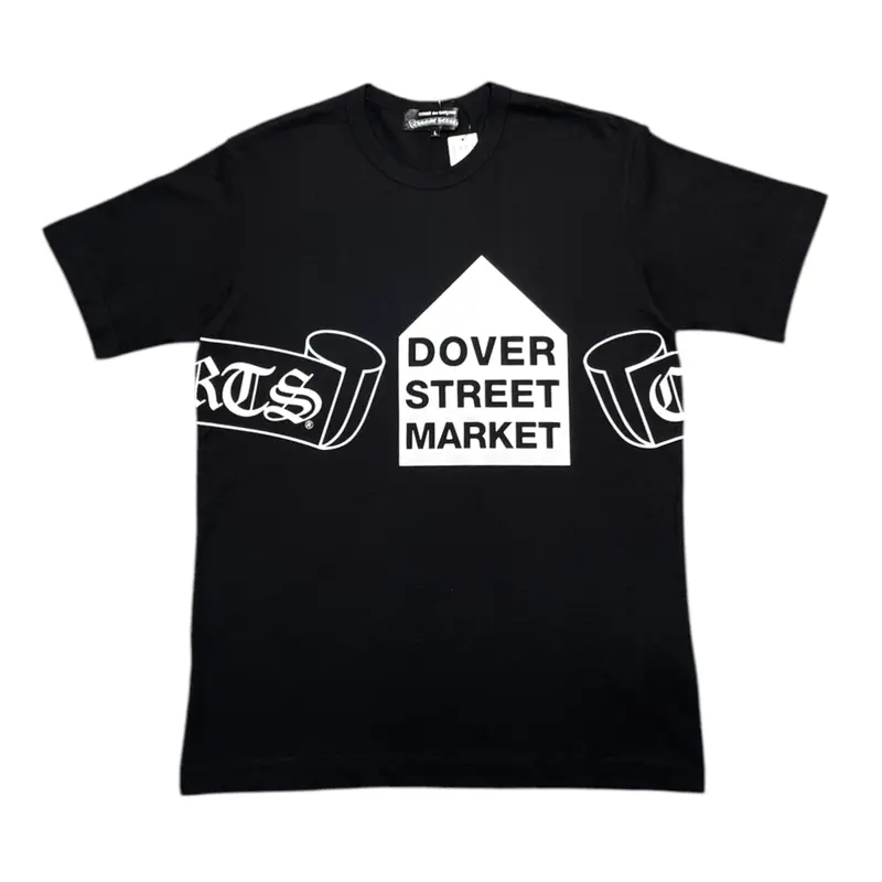 Chrome Hearts x Comme Des Garcons Dover Street Market Ginza Exclusive Scroll Logo Short Sleeve Tee Shirt Black White