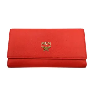 Pre-owned MCM leather Small Leather Goods Saffiano Flap Continental Wallet (JMG00438)