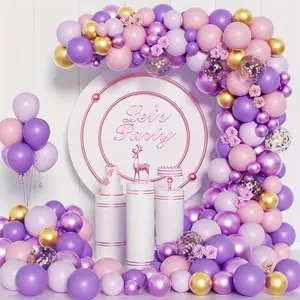 137pcs Purple Balloon Arch Set, Lavender Metal Purple Macaroon Purple with Golden Balloon Garland Set for Bridal Shower Wedding, EngaSynthetic Gemstoneent, Birthday, Anniversary Party Decoration