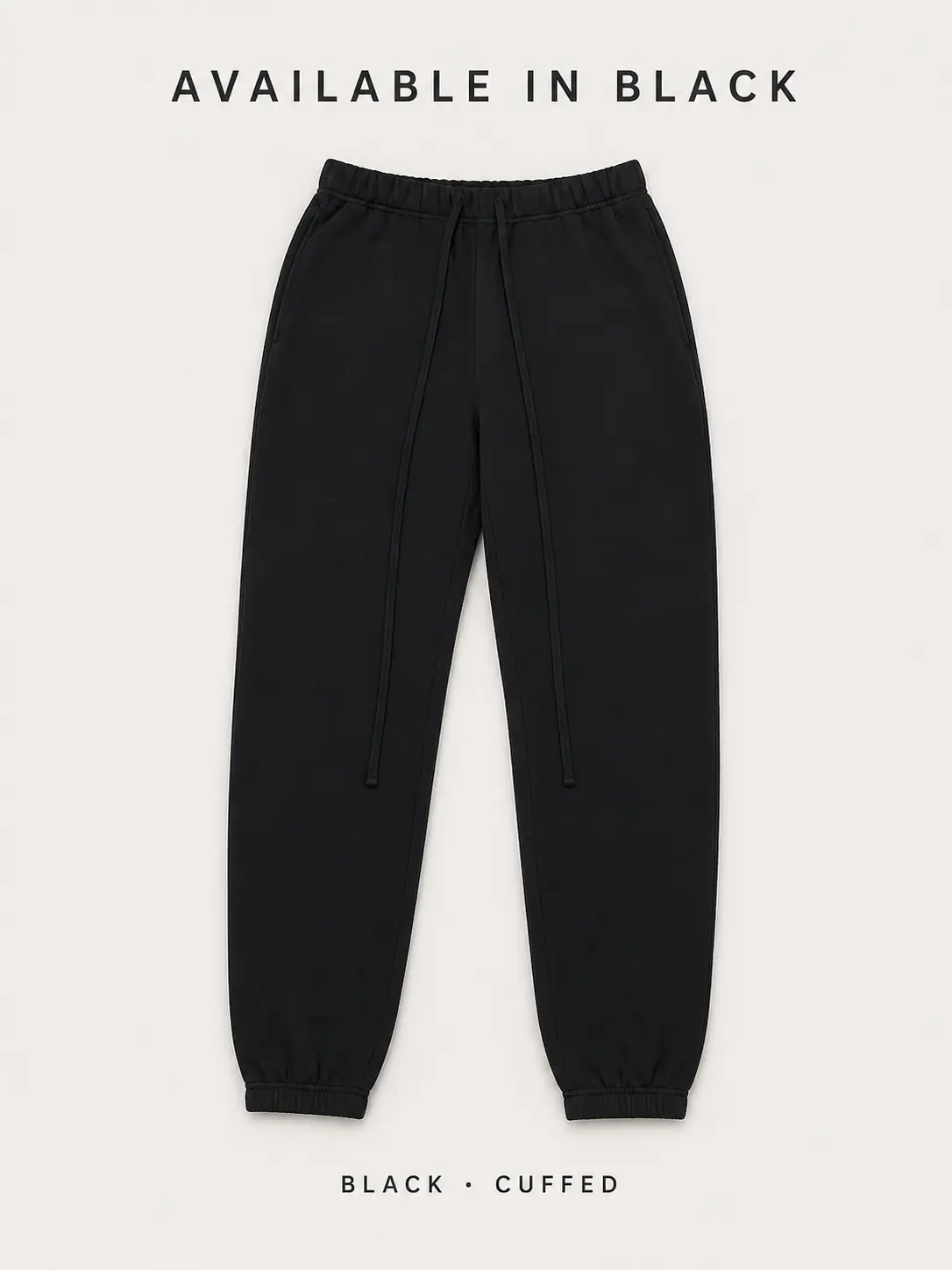Black Mens Jogger Sweatpants Oversized Heavyweight Ultra Soft Fleece Relaxed Boxy Fit Casual Everyday Wear
