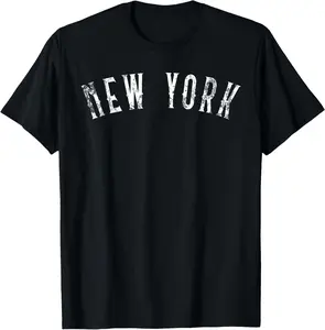100% Cotton Vintage New York Distressed Text NY Apparel T-Shirt