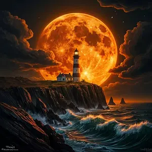 New Arrival DIY 5D Diamond Painting Kit, Diamond Art Tools, Giant Moonlight Lighthouse Theme, Full Drill Mosaic Art, Home Wall Decor Gift