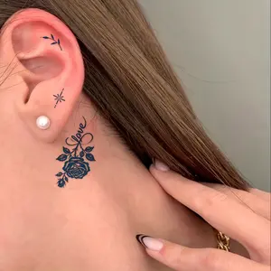 Romantic Couple's Herbal Fake Temporary Tattoos - Long-Lasting, Waterproof, Realistic Fake Tattoos for Fingers, Collarbones (Sports & Outdoor Accessories)