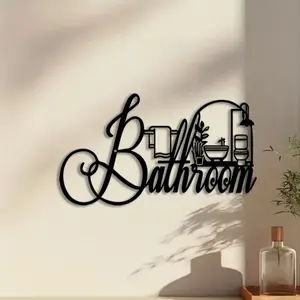 1pc Bathroom Metal Wall Art, Artistic Bathroom Statue Mural, Perfect for Bathroom Wall, Christmas Decor, Ideal Gift for Homeowners, Waterproof Metal