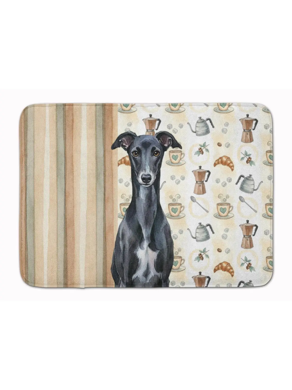 Carolines Treasures WDK7651RUG 19x27 in. Black Whippet Animal-Inspired Art-Themed Cozy Cushioned Memory Foam Coffee Bar Kitchen Rug, Animal-Inspired Kitchen Rugs, Art-Themed Kitchen Rugs