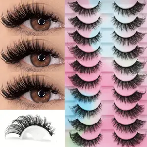 10 Pairs 3D Fluffy False Eyelashes, Elegant 3D Mink Lashes, Natural Cat Eye Lashes, Durable Band, Perfect for Daily and Party Makeup, Soft Cluster Lashes
