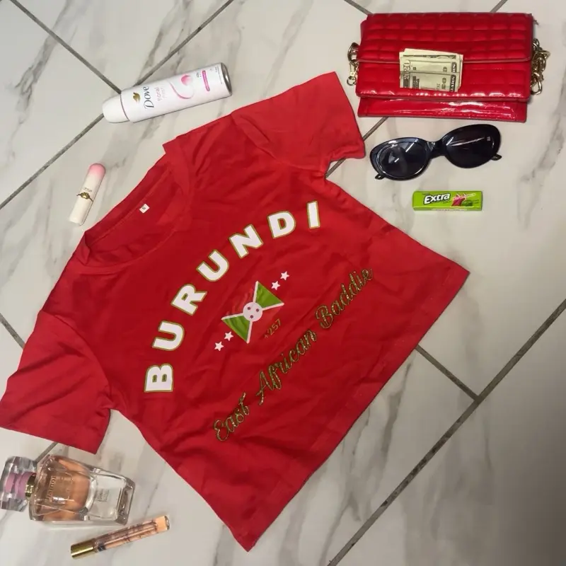 BURUNDI BADDIE BABE CROP TOP +257 - RED WOMEN'S TOP