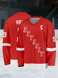 Mr. Hockey Men's Hockey Jersey, Detroit #9 Number Hockey Shirt, Suitable for Game and Practice Hockey Shirts, Soft and Comfortable, Retro Style, Combines Athletic Style with Fashion, The Perfect Gift for Hockey Fans