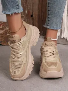 Summer Breathable Dad Shoes, Eva Lightweight Thick Sole, PU Upper, Casual All-Season Sneakers, Slimming Effect, Versatile Daily Wear