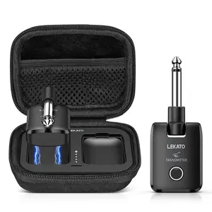 LEKATO Wireless Guitar System with Charging Case,WS-300 2.4 GHz Rechargeable Audio Wireless Guitar Transmitter Receiver High Fidelity Sound for Guitar Bass and Keyboard