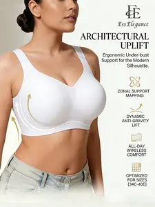 EssElegance  Jelly Bra for Women Wireless Full Coverage No Underwire Everyday T-Shirt Bra Zero Feel Seamless Invisible Padded Bralette Ultra Comfortable Wirefree Sleep Lounge Bra with Lifting Side Support