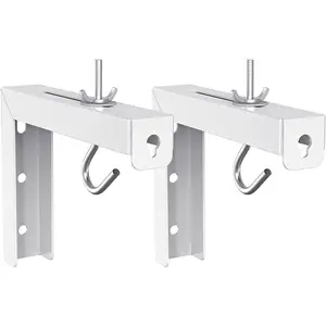WALI Universal Projector Screen Ceiling Mount, Wall Hanging Mount L-Brackets, 6 Inch Adjustable Extension with Hook Kit, Perfect Projector Screen Placement Hold up to 66 Lbs (PSM001-W), White