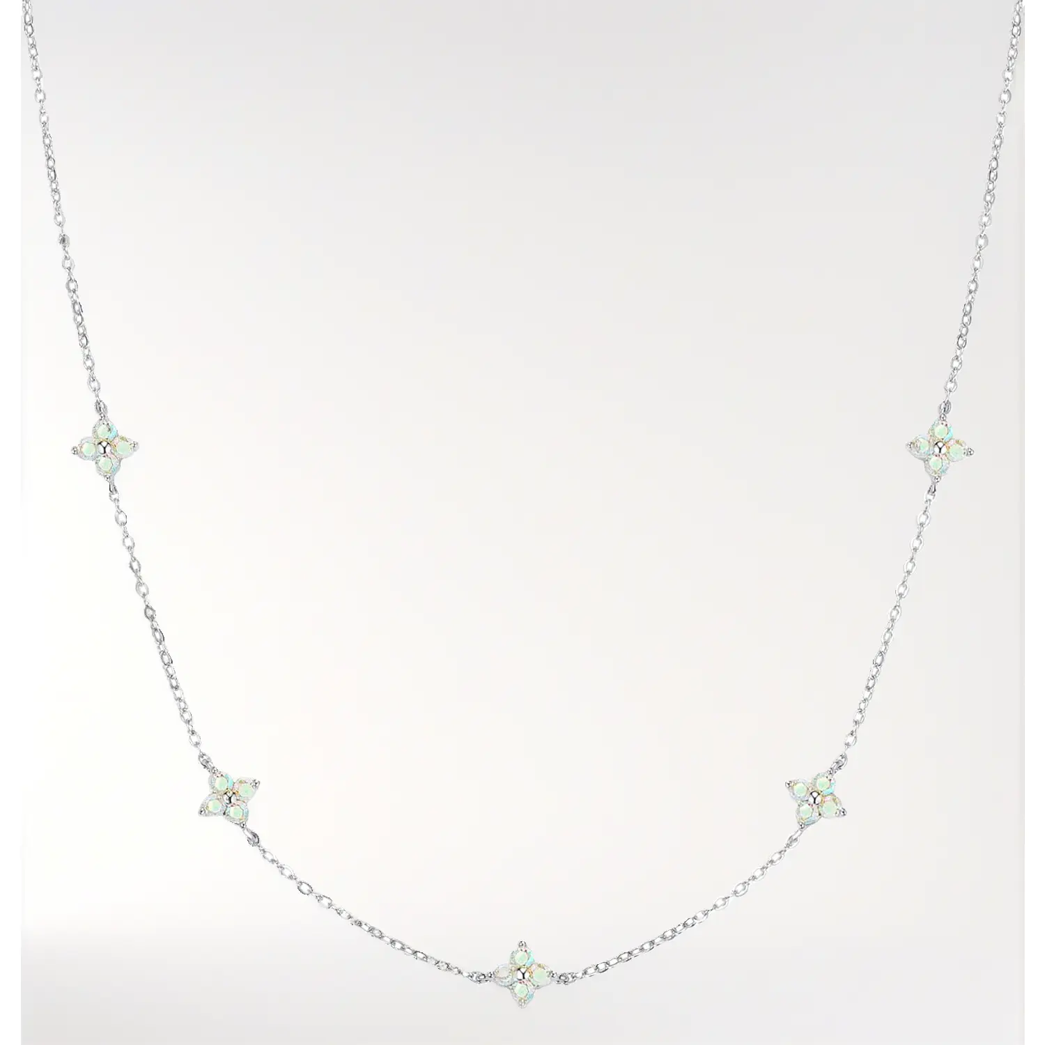 D- Colorful Flower Necklace-Silver