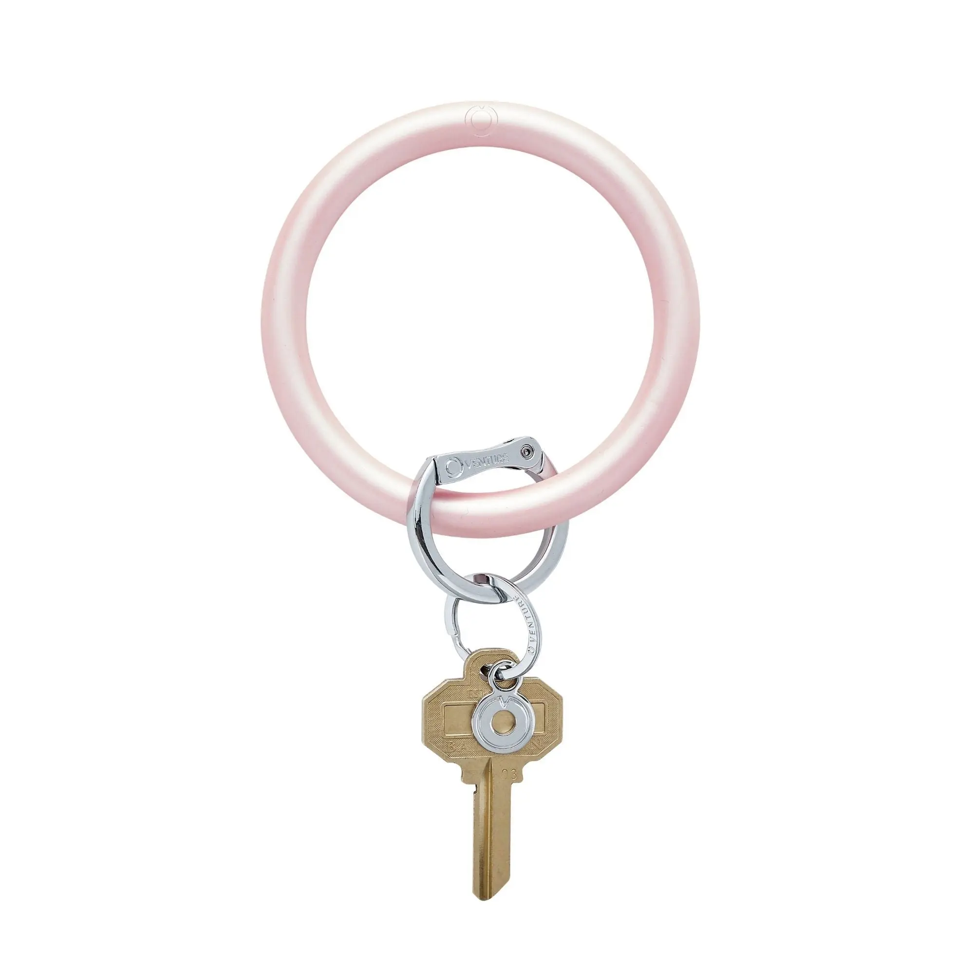 OVENTURE Silicone Big O® Key Ring - Rosé Pearlized, Durable & Shape-Holding Design, Hands-Free Convenience, Patented Locking Clasp, Elegant Keychain Wristlet