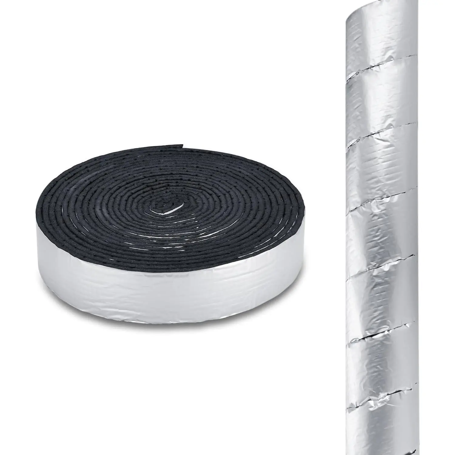 2" Wide X 32.8 Ft Outdoor Pipe Insulation Wrap - Foam and Foil Tape for Winter Freeze Protection, Insulating Cold and Hot Water Pipes to Reduce Heat Loss (1)