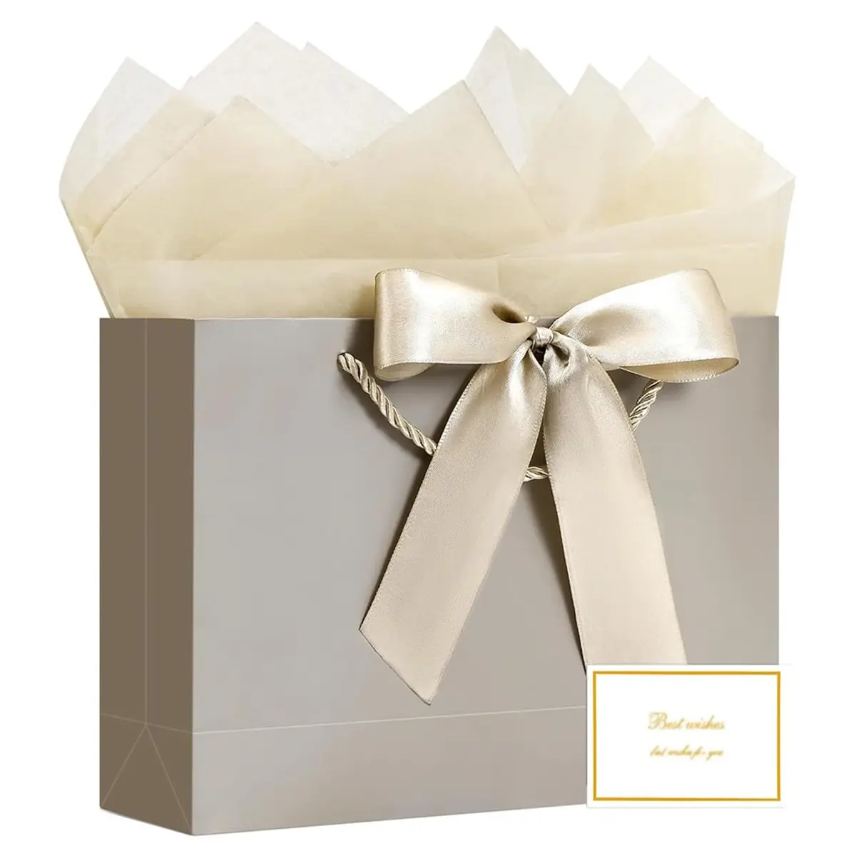 Gift Bag Kit, Party Favor Bags With Tissue Paper, Includes 1 Paper Bag, Ribbon & 1 Greeting Card, Choose Medium or Large, for Birthday, Valentine’s, Wedding Party Favors, Party Supplies, Bridal Shower Gift Package,Anniversary Party,Gift Packaging