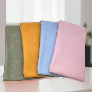 Glasses Cases Soft, Leather Eyeglasses Cases, Squeeze Top Portable Sunglasses Case, PU Glasses Pouch for Men Women