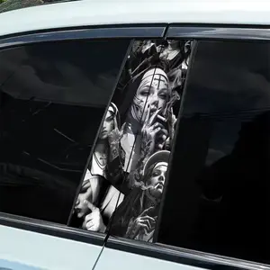 2 B-pillar super cool personality nun smoking themed stickers, waterproof and scratch-resistant, suitable for all models - Audi, Honda, Mitsubishi, Ford, Volkswagen, BMW, Opel, Peugeot; sedans, SUVs, MPVs