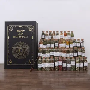 2026 New Witchcraft Supplies Kit, 45pcs Organic Herbs And Flowers Black Gift Box, for Beginners, Altar Supplies Organic Herbal Herbs with 1pc Crystal Spoon Multi-Item Party Home Decoration-wedding Graduation Day for Wicca, Pagan Magic Spells And Bath