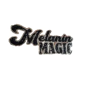 Patch Party Club, 1-pc, Blinged Out "Melanin Magic" Rhinestone Patch with Adhesive, Rhinestone Applique, Size 6"x2", Czech Rhinestones, DIY Applique