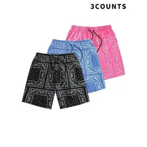 Men's Ethnic Paisley Pattern Drawstring Shorts, Stylish Paisley Print Swim Trunks, Back To School Summer Beach Shorts for Casual Vacation Holiday, Menswear Clothing, Graphic Shorts