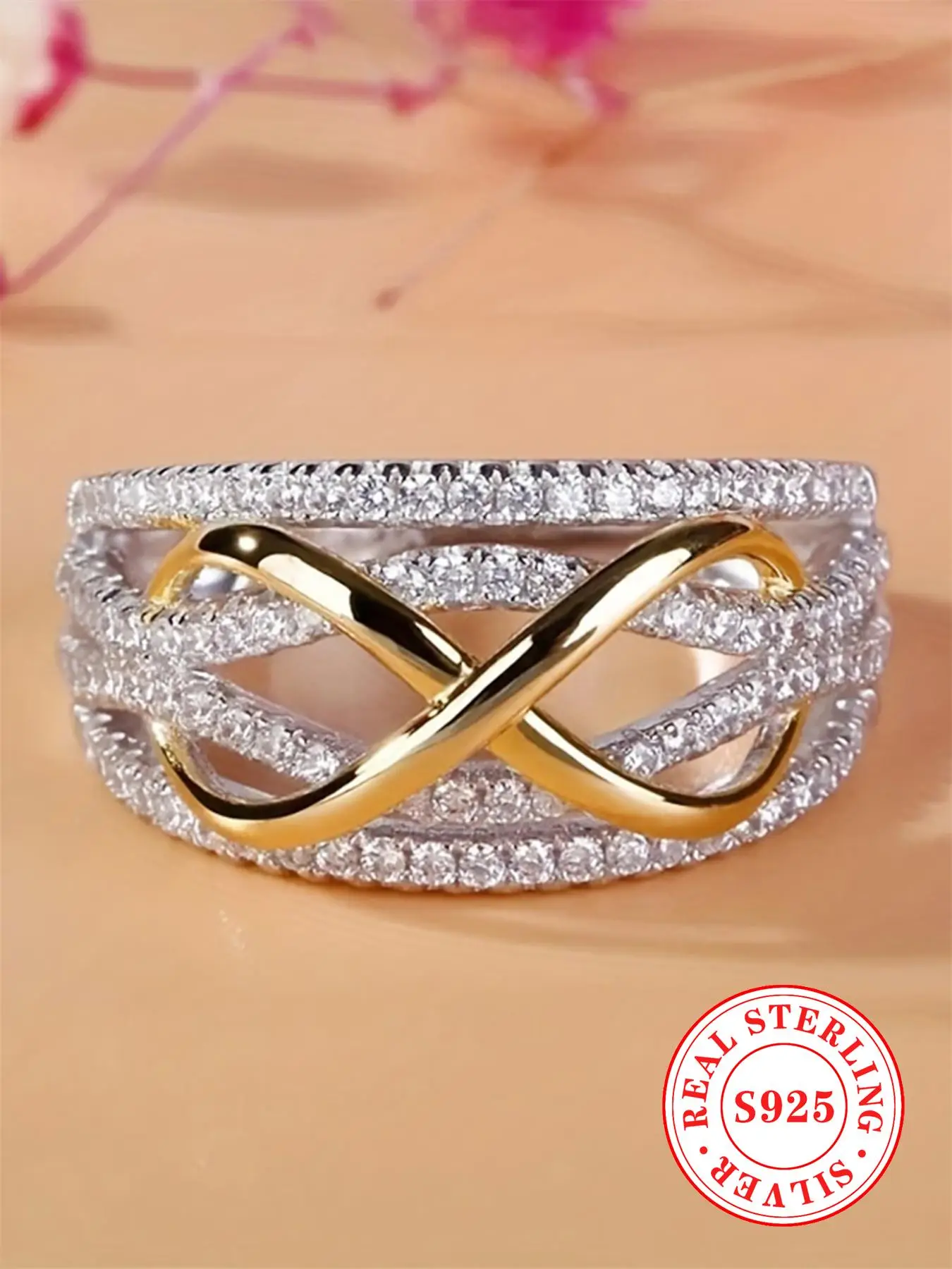 S925 Sterling Silver Elegant Glittering Promise Ring, Luxury Wedding Engagement Ring for Women & Girls, Trendy All-match & Exquisite Jewelry for Birth