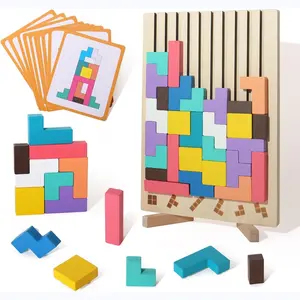 Wooden Colorful 3D Russian Puzzle Toy, Montessori Educational Gift for Boys Girls Adults, Indoor Entertainment Stacking Blocks Game, Wooden Puzzles