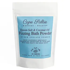 "New England Summer" Vegan, Epsom Salt & Coconut Oil Fizzing Bath Powder, 15oz.  — Fruity, Bright, Milky