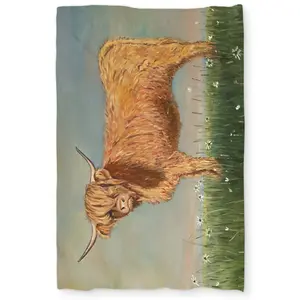 360 Stand Decorative Duvet Cover Set, Daisy the Highland Cow Twin XL Microfiber, Cow Print, Botanical Decor, Soft Fabric, Aesthetic Bedding for Extra Long Twin Beds, Duvet Set Aesthetic